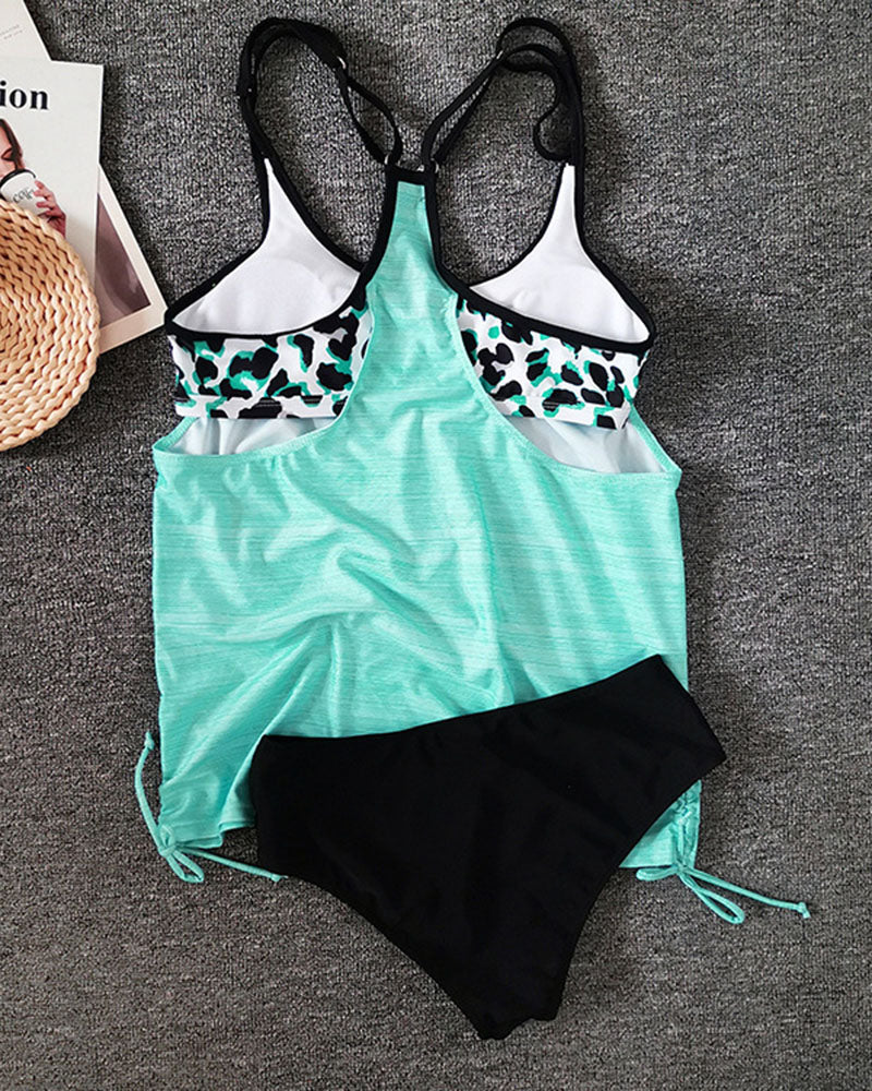 Augustus | Tankini uni avec imprimé léopard