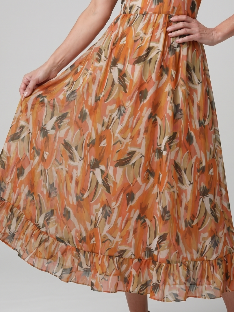 Quill | Robe Midi à Bretelles Spaghetti Imprimé Abstrait