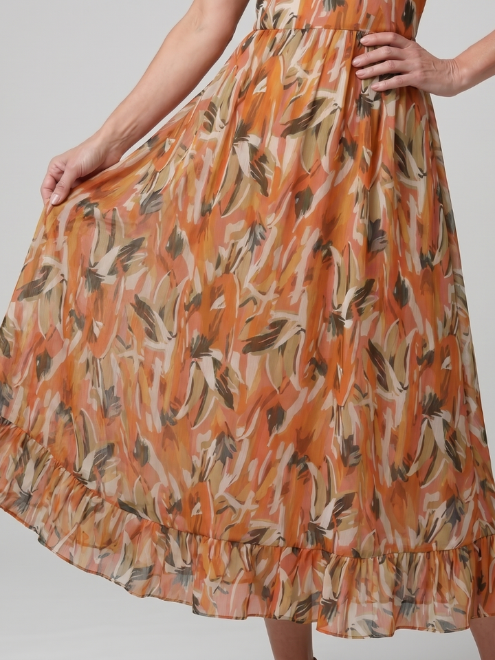 Quill | Robe Midi à Bretelles Spaghetti Imprimé Abstrait
