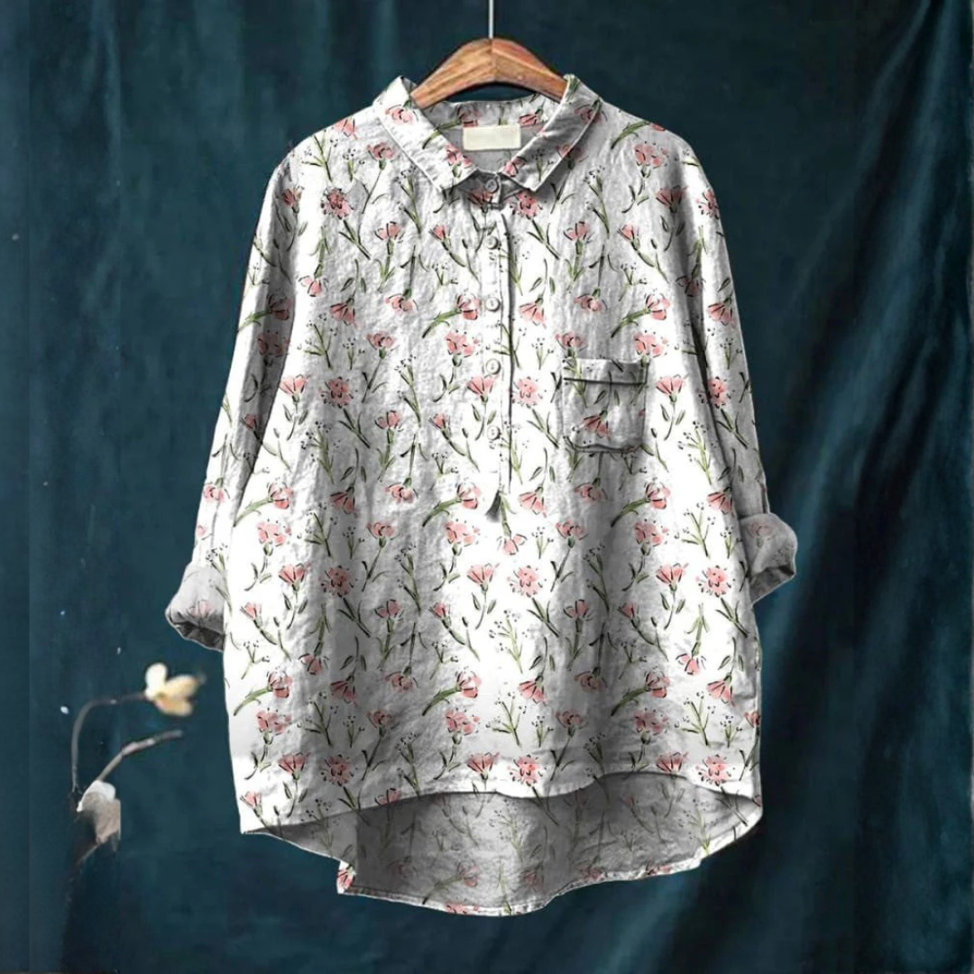 Beatrice – Printed Linen Blouse