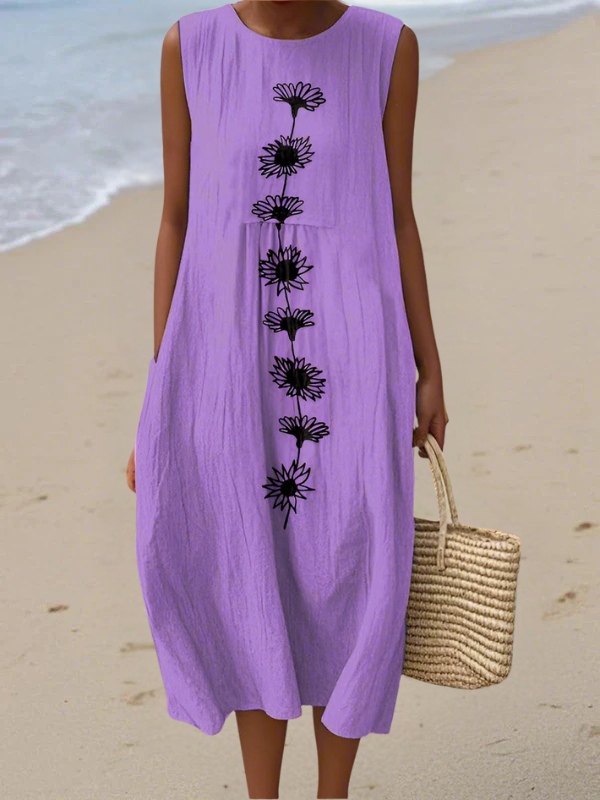 Emma Robe Midi Violet Bloom