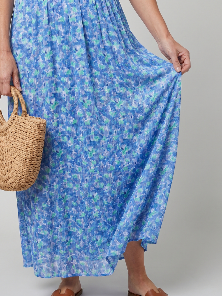 Juna | Robe midi à manches courtes avec imprimé floral délicat