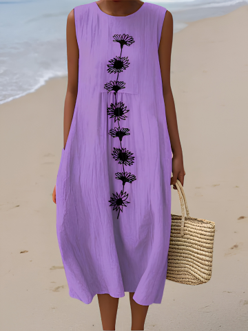 Emma Robe Midi Violet Bloom