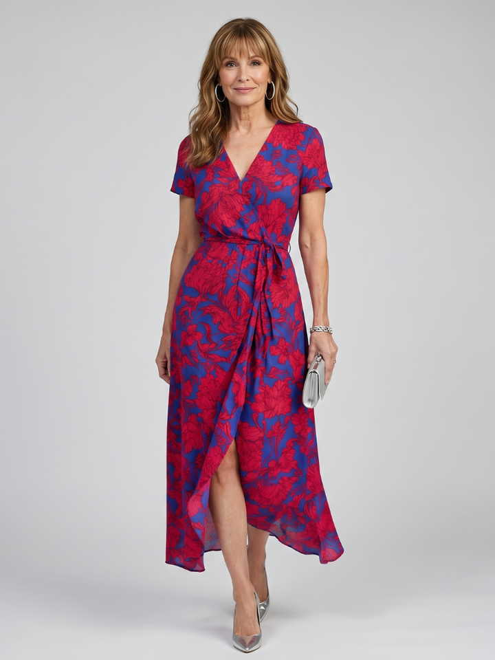 Priya | Robe midi à manches courtes et imprimé floral