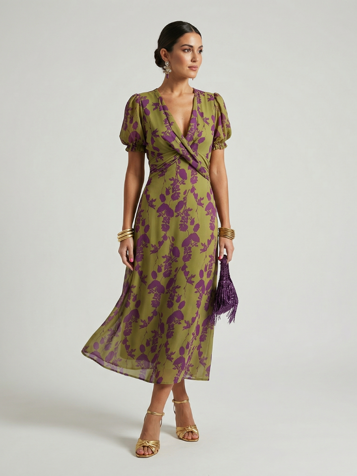Virel | Robe Midi Fleurie Détendue