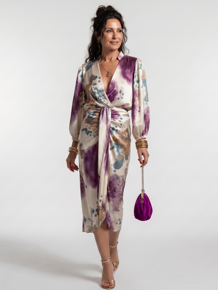 Valentina | Robe midi imprimée à nouer à la taille