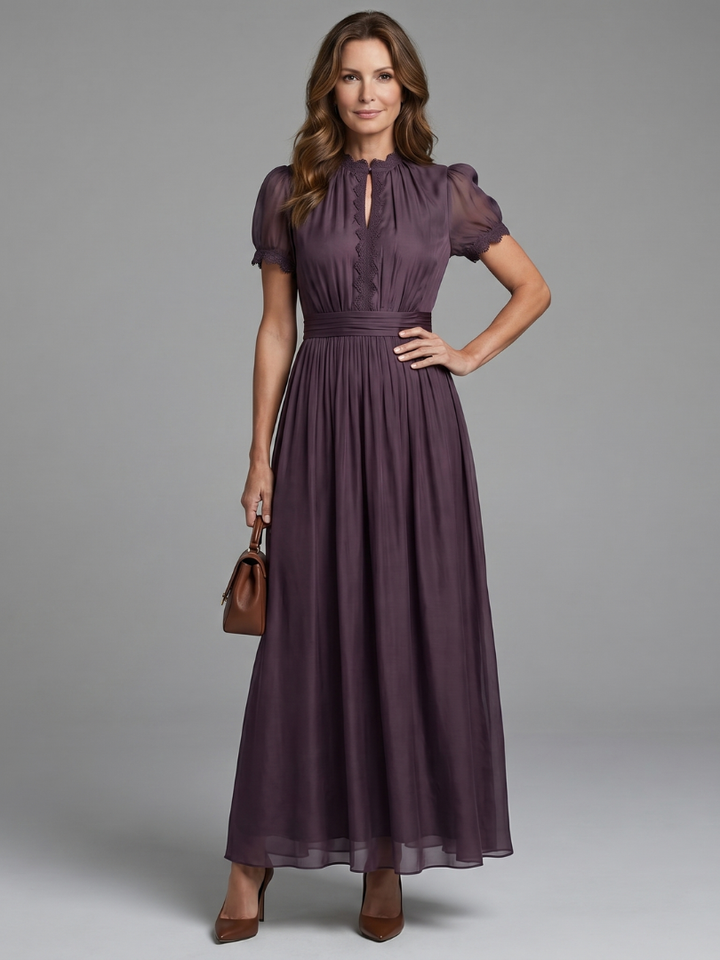 Elia | Robe Maxi à Taille Rassemblée avec Ouverture en Forme de Clé