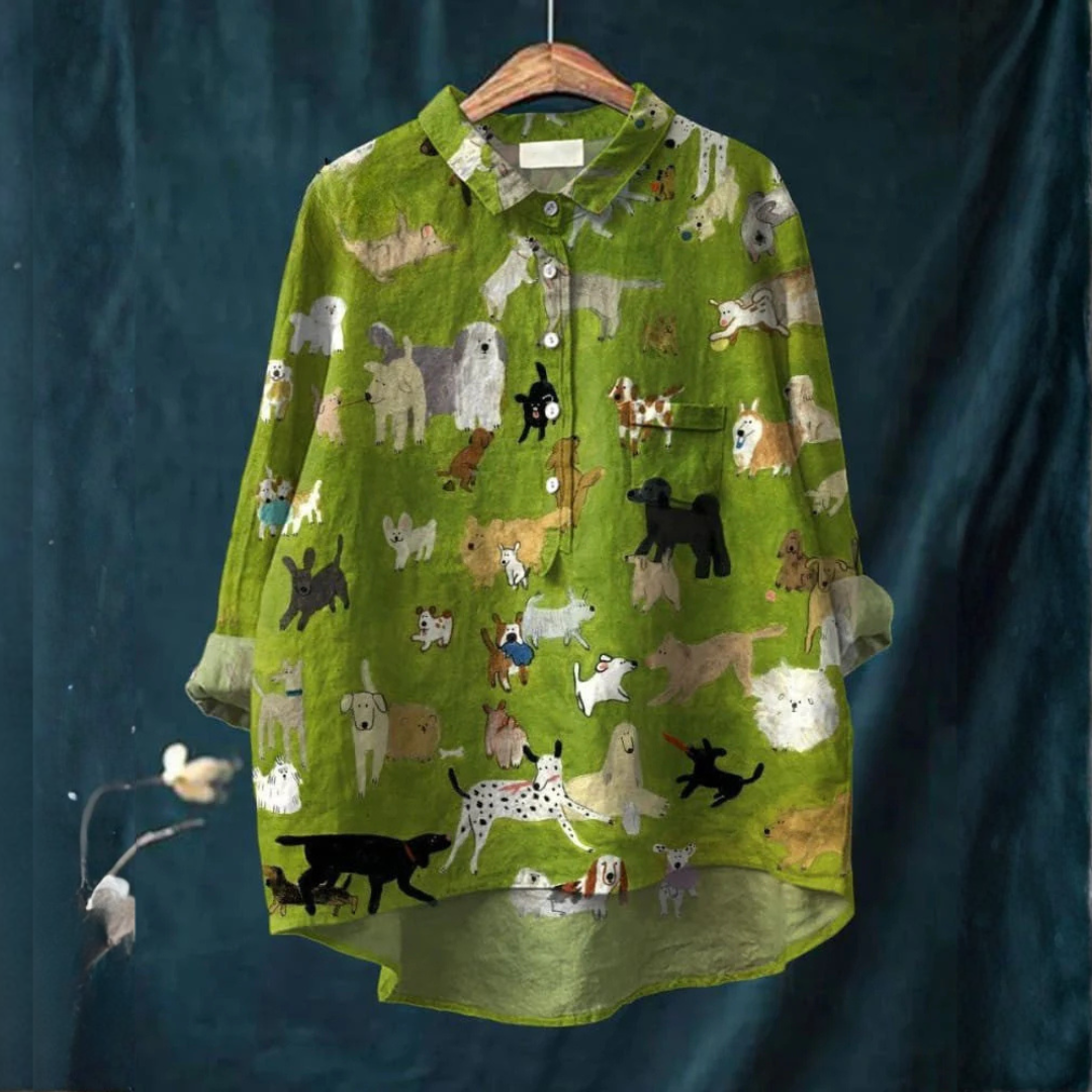 Lavinia – Printed Linen Blouse