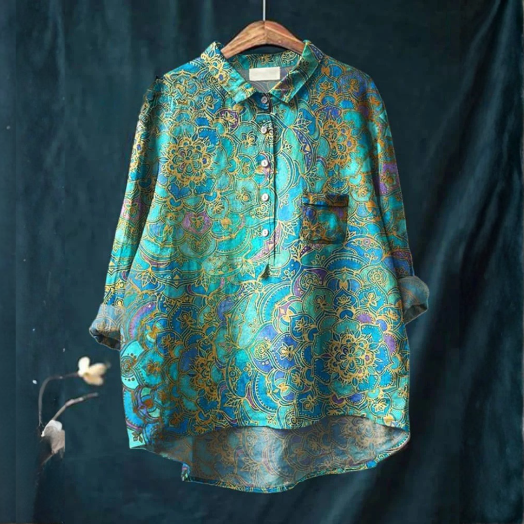 Simona – Printed Linen Blouse