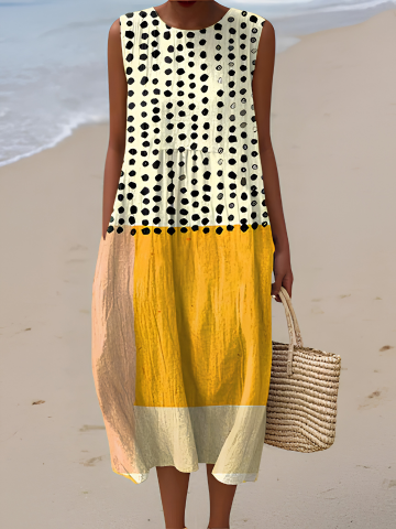 Leah Robe Midi Colorblock à Pois