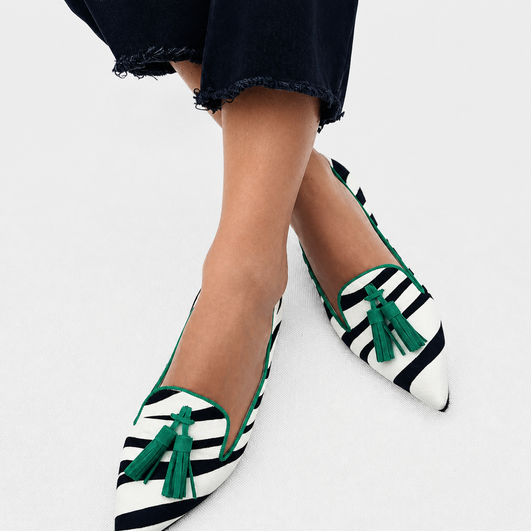 Riane | Mocassins Zebra Vert