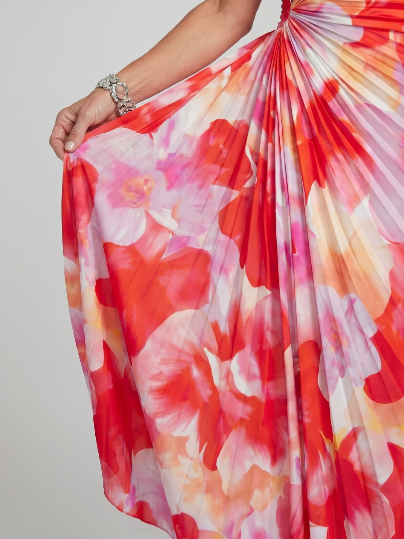 Taya | Robe Midi à Corsage Plissé à Une Épaule