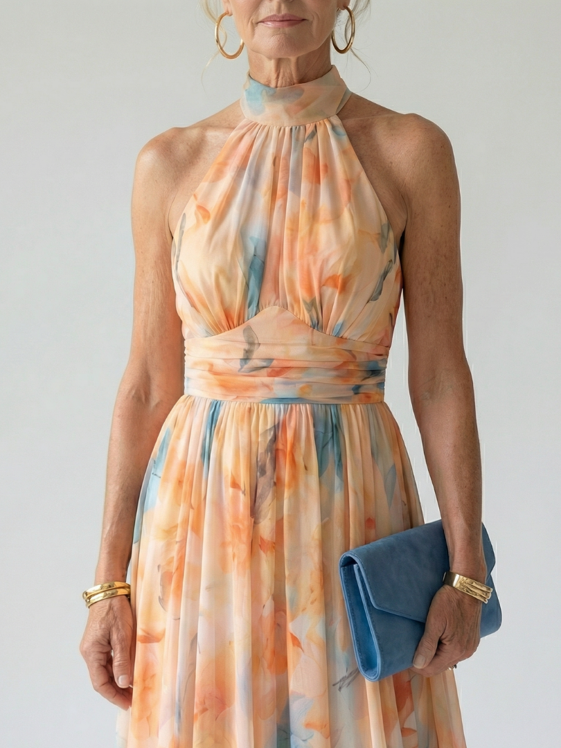 Elin | Robe Midi à Encolure Halter Douce