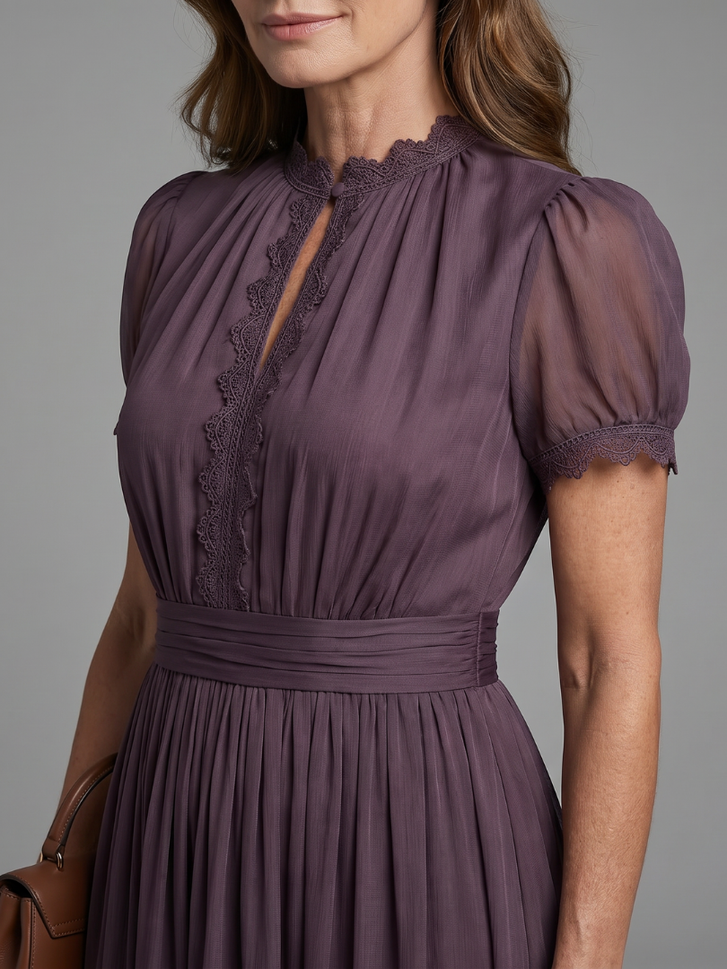 Elia | Robe Maxi à Taille Rassemblée avec Ouverture en Forme de Clé