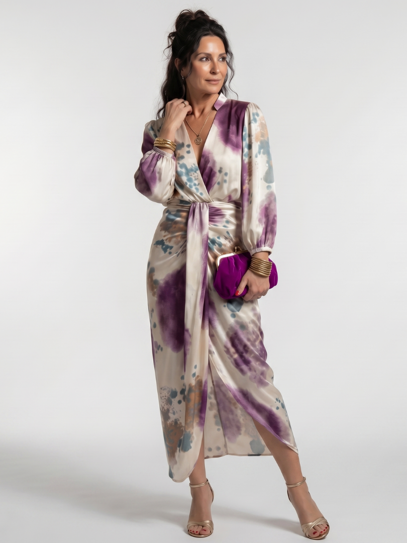 Valentina | Robe midi imprimée à nouer à la taille