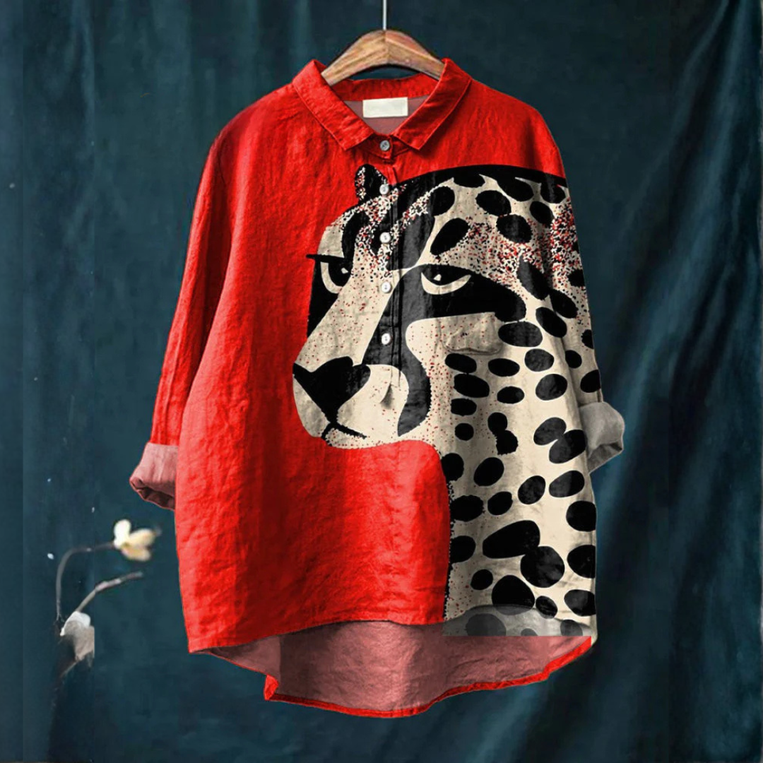 Ornella – Printed Linen Blouse