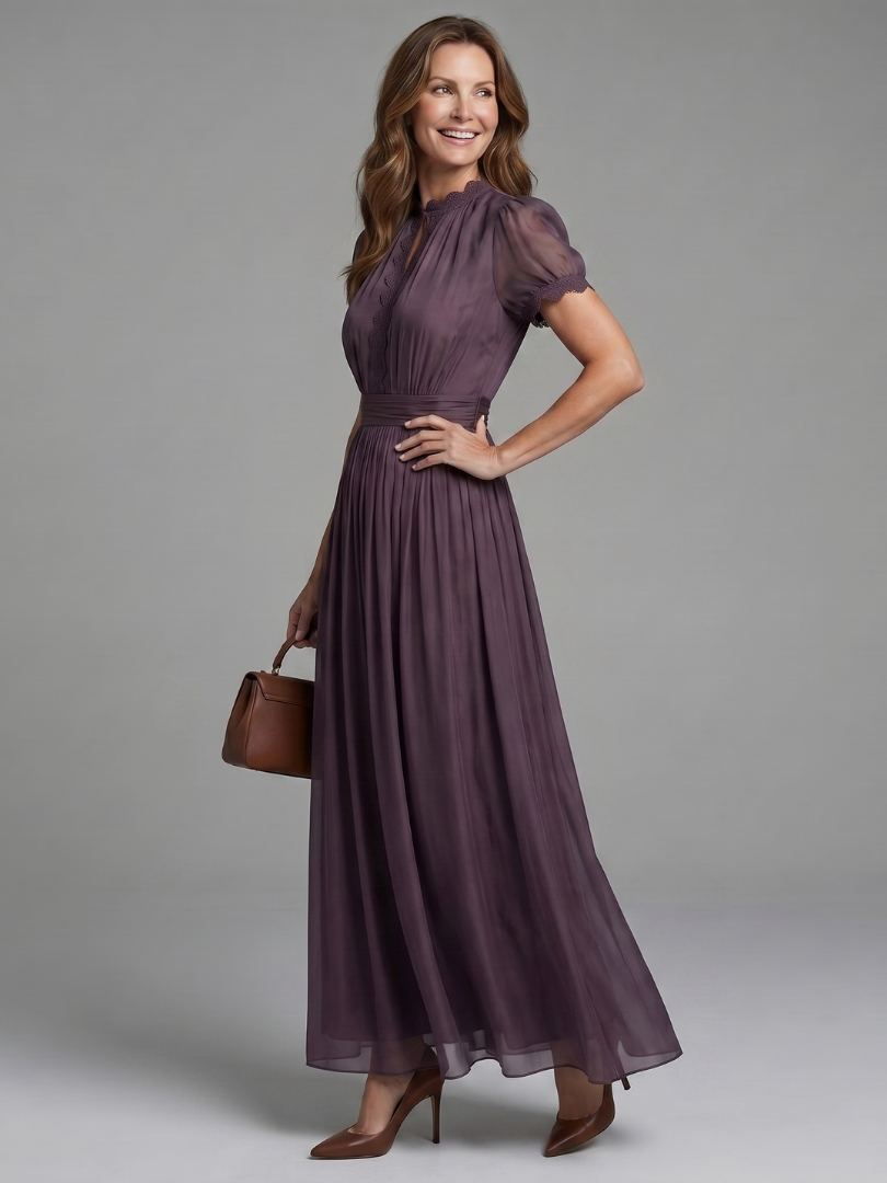 Elia | Robe Maxi à Taille Rassemblée avec Ouverture en Forme de Clé