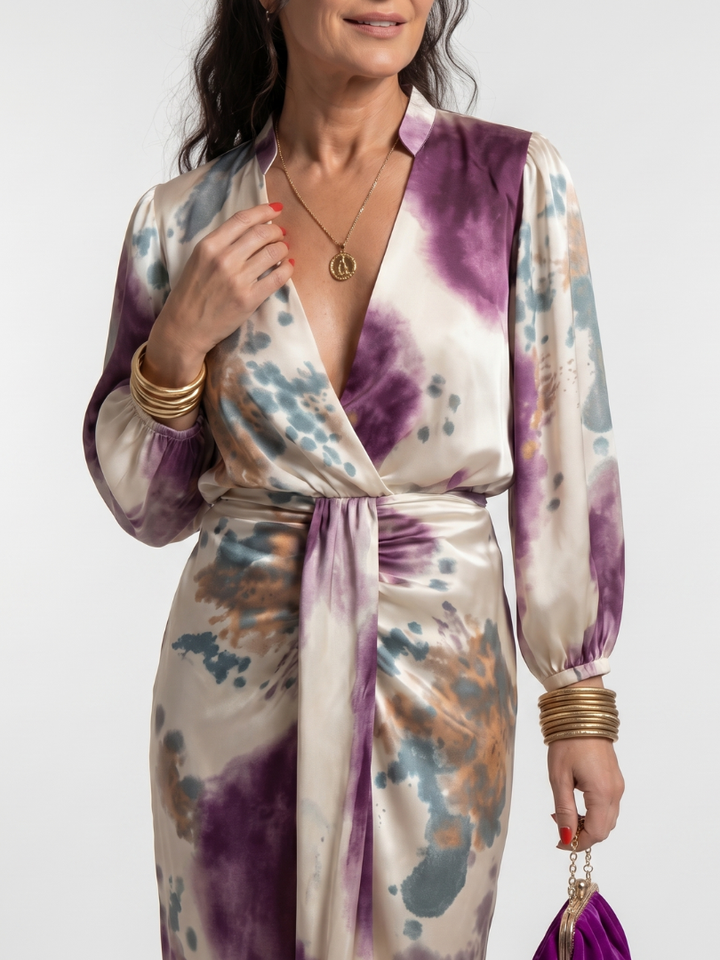 Valentina | Robe midi imprimée à nouer à la taille