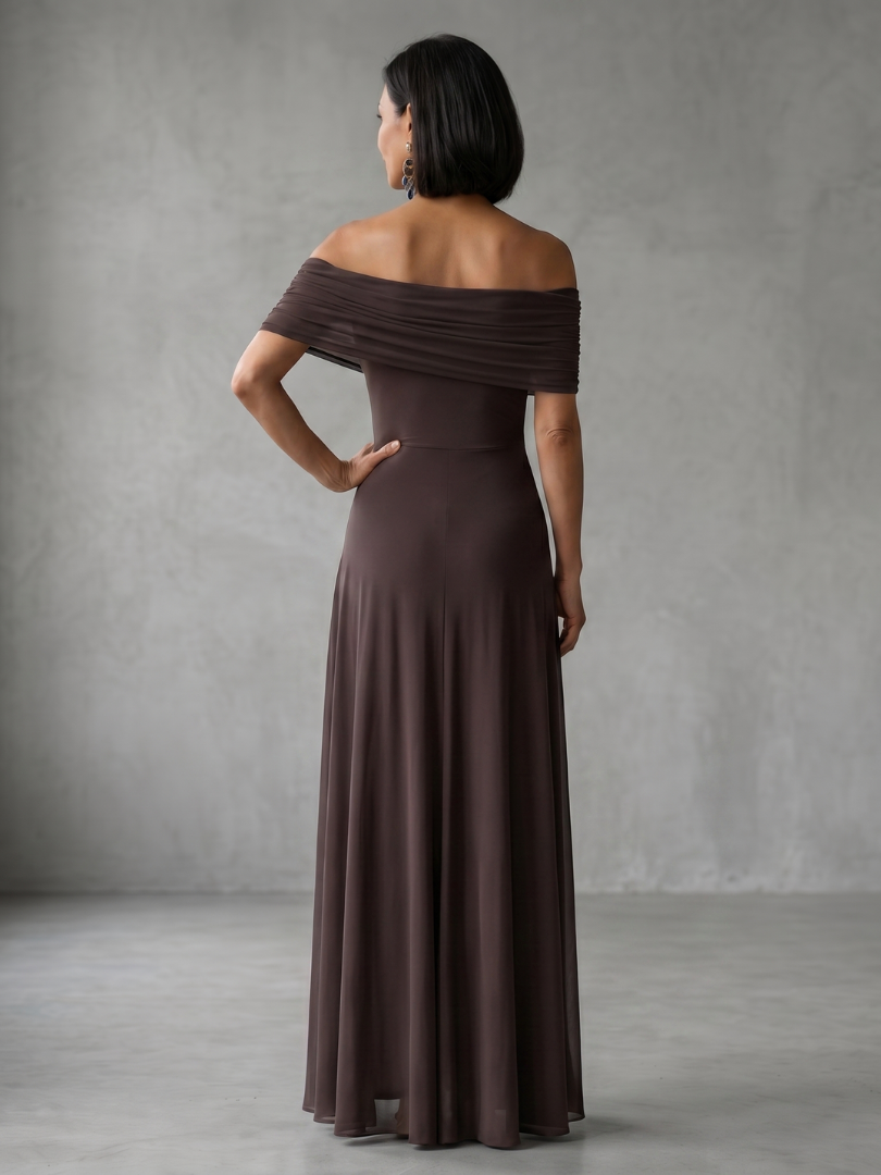 Juin | Robe Midi Drapée à Épaules Dénudées
