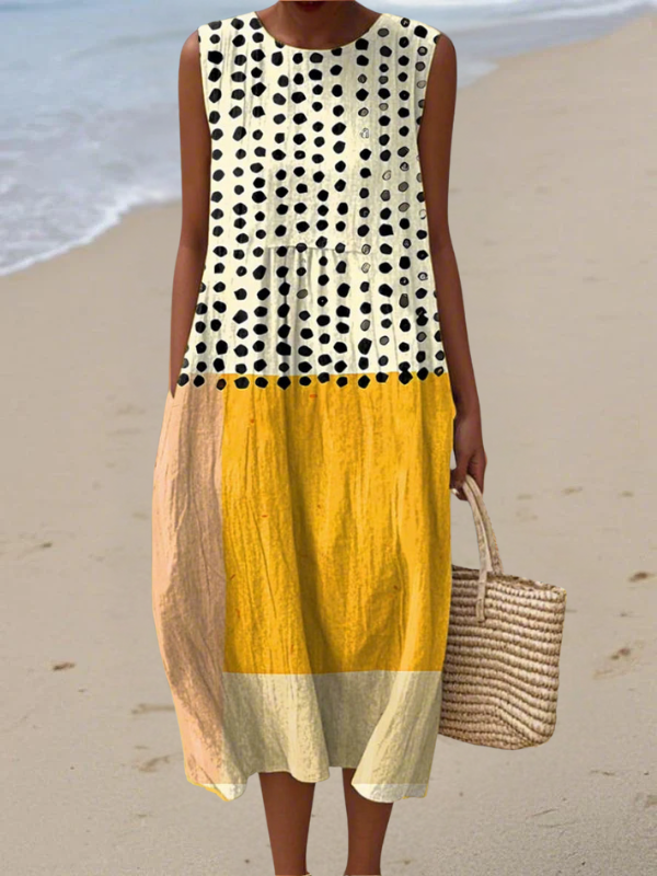 Leah Robe Midi Colorblock à Pois