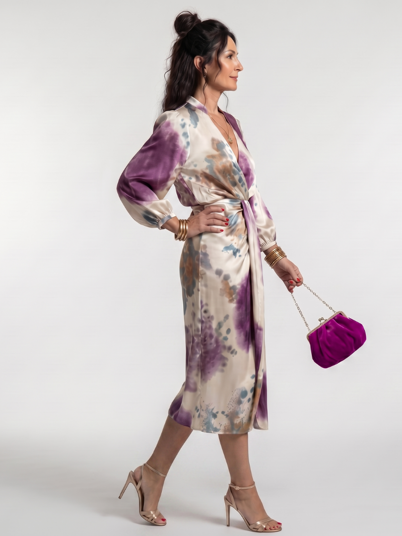 Valentina | Robe midi imprimée à nouer à la taille