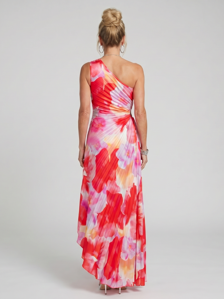 Taya | Robe Midi à Corsage Plissé à Une Épaule