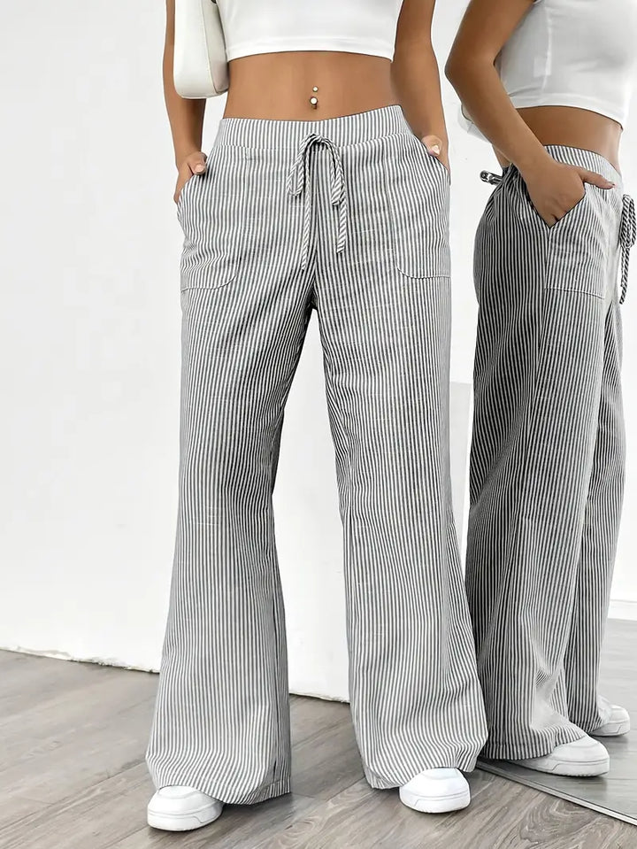 Louise - Pantalons Rayés Décontractés