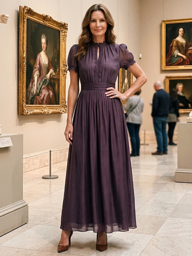 Elia | Robe Maxi à Taille Rassemblée avec Ouverture en Forme de Clé