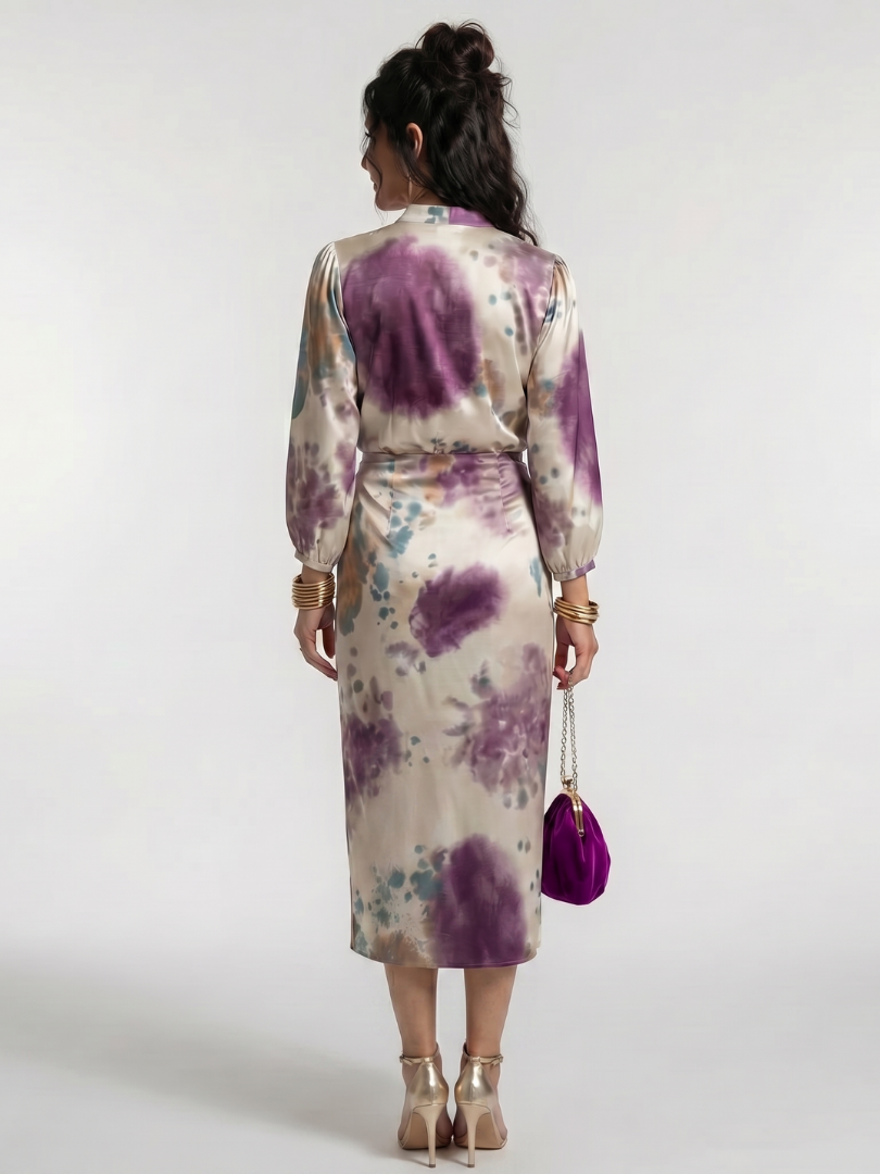Valentina | Robe midi imprimée à nouer à la taille