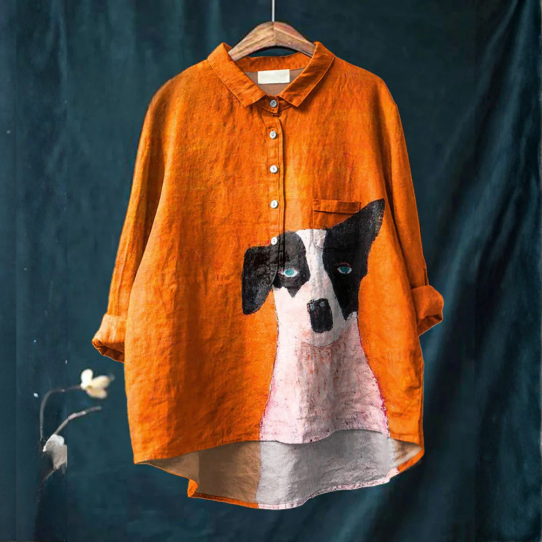 Alessia – Printed Linen Blouse