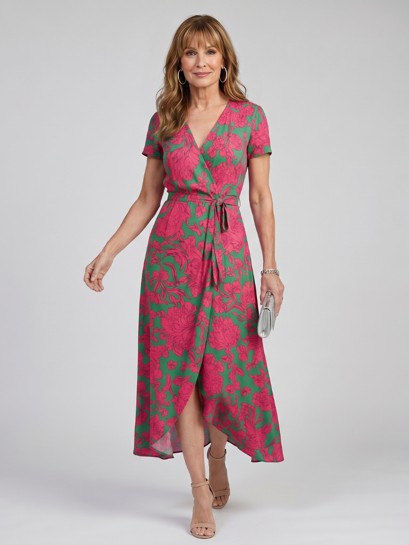 Priya | Robe midi à manches courtes et imprimé floral