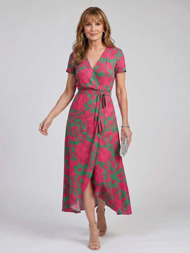 Priya | Robe midi à manches courtes et imprimé floral