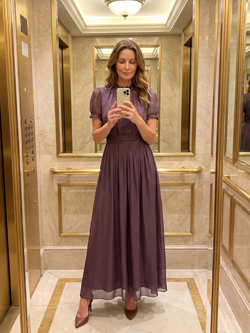 Elia | Robe Maxi à Taille Rassemblée avec Ouverture en Forme de Clé