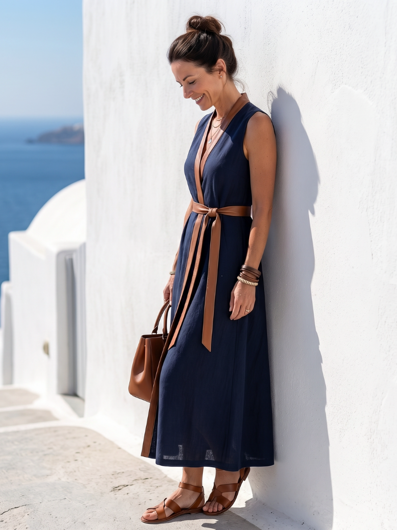 Kaelia | Robe midi ceinturée