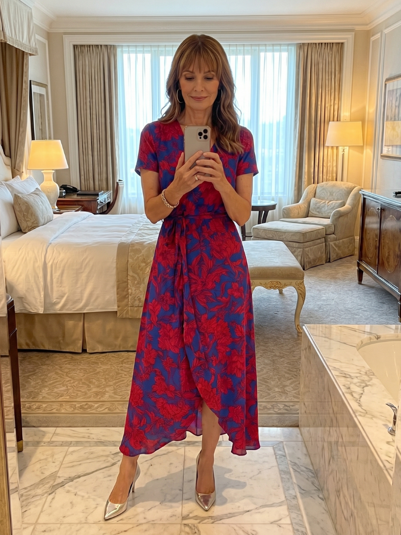 Priya | Robe midi à manches courtes et imprimé floral