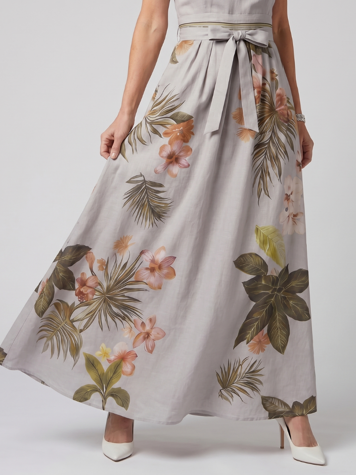 Meadow | Robe Maxi à Panneaux Botaniques à Col Halter Drapé