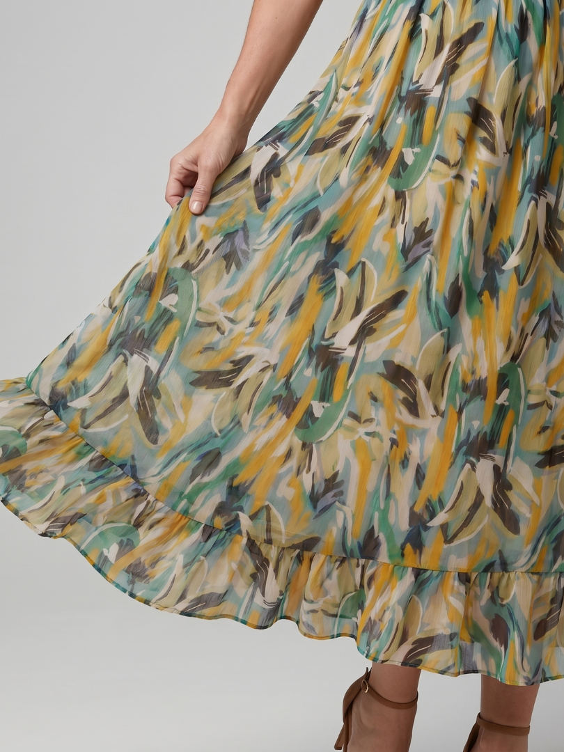 Quill | Robe Midi à Bretelles Spaghetti Imprimé Abstrait