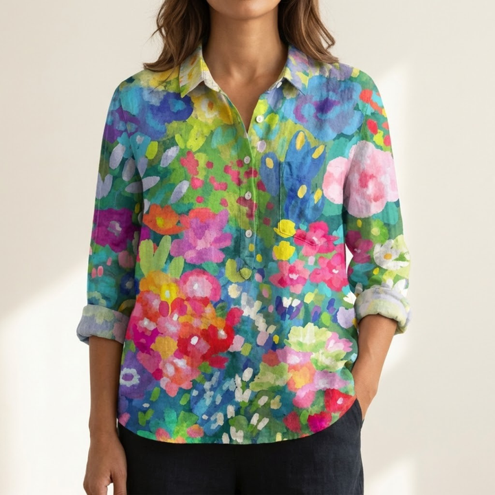 Renata – Linen Patterned Shirt
