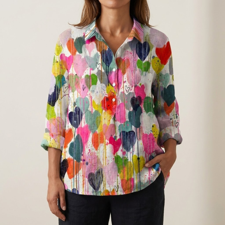 Carlotta – Printed Linen Blouse