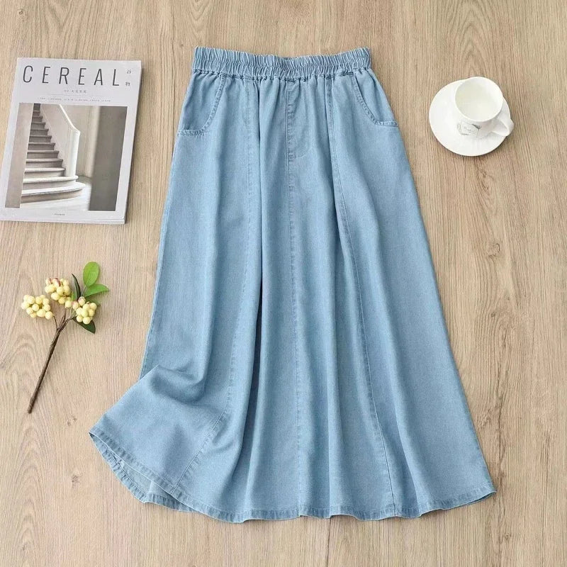 Liora Bay - Jupe Midi en Denim Léger