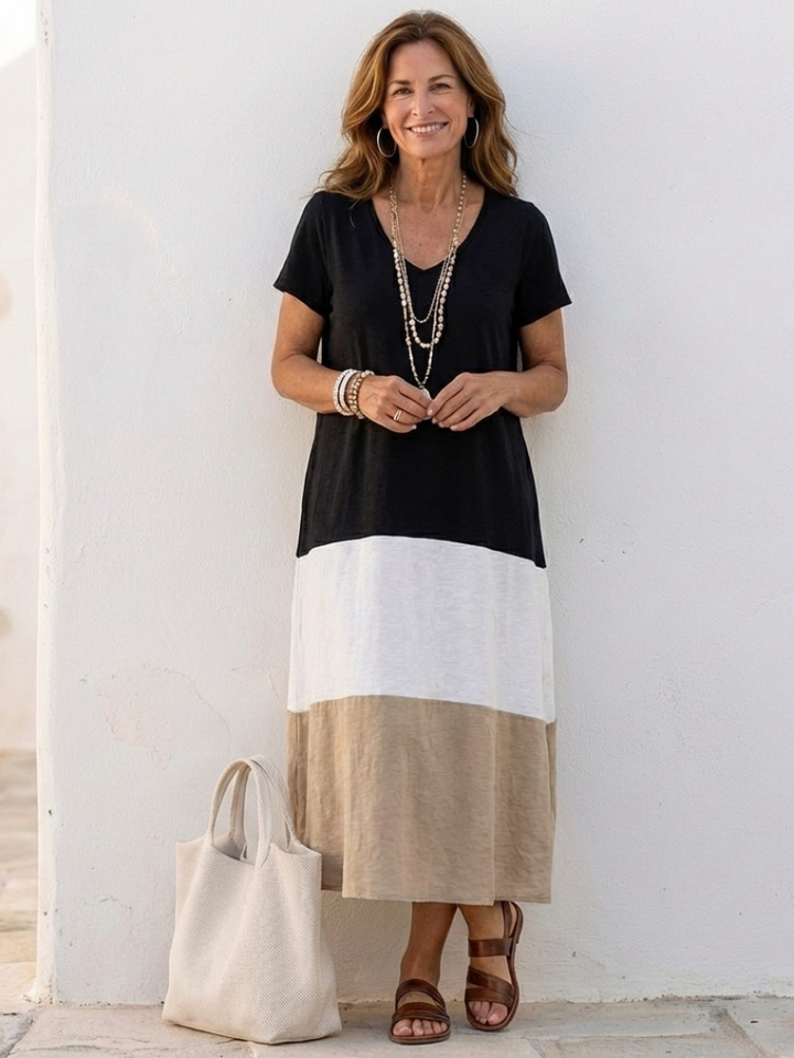 Thalia | Robe midi bicolore