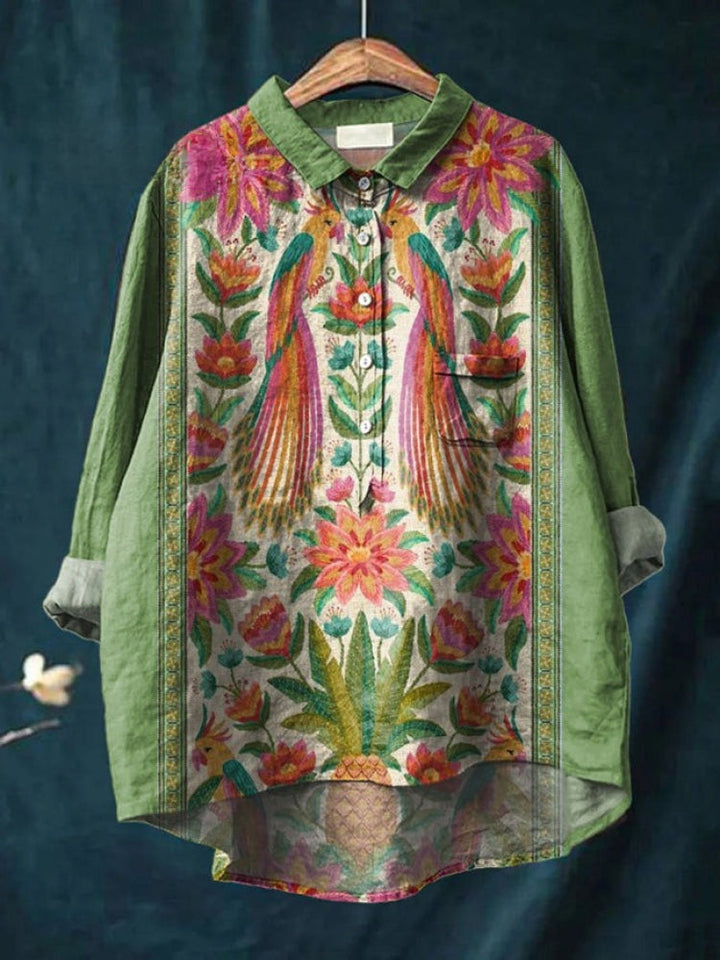 Tiziana – Printed Linen Blouse