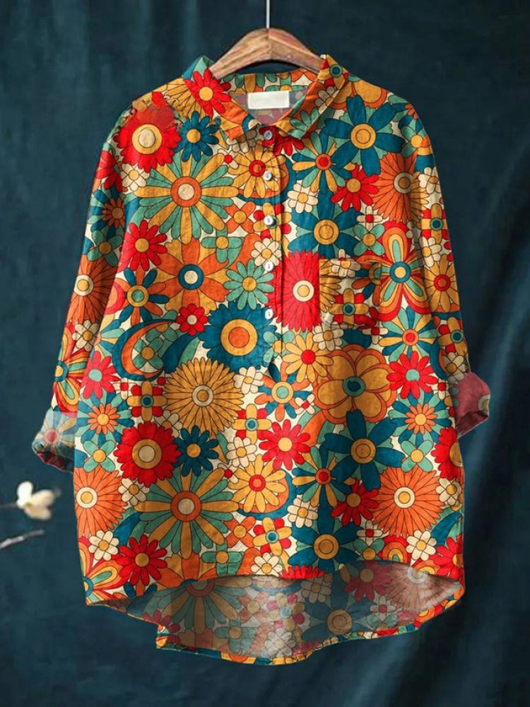 Tiziana – Printed Linen Blouse