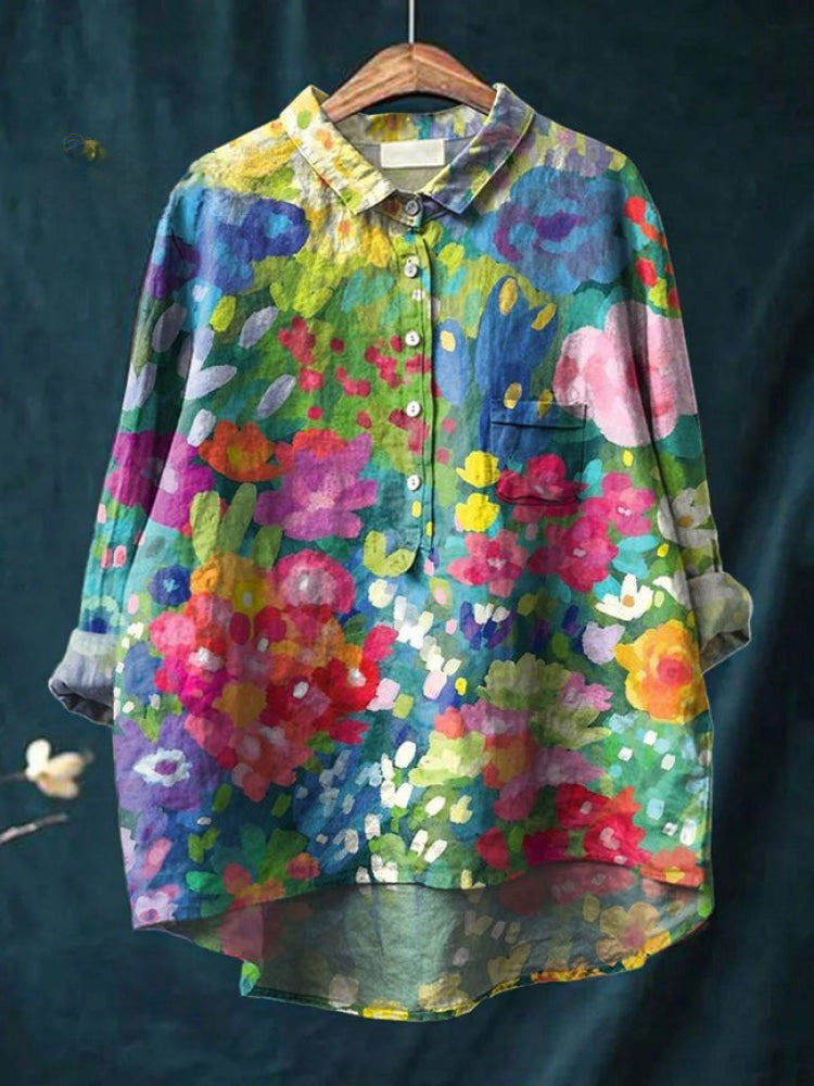 Tiziana – Printed Linen Blouse
