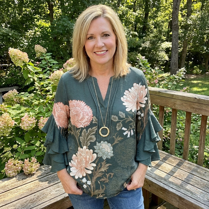 Sage | Floral Boho Blouse