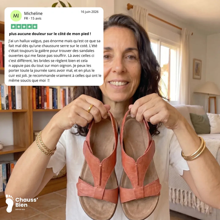 Lyria™ - Open-toe Leather Sandals with Orthopaedic Comfort