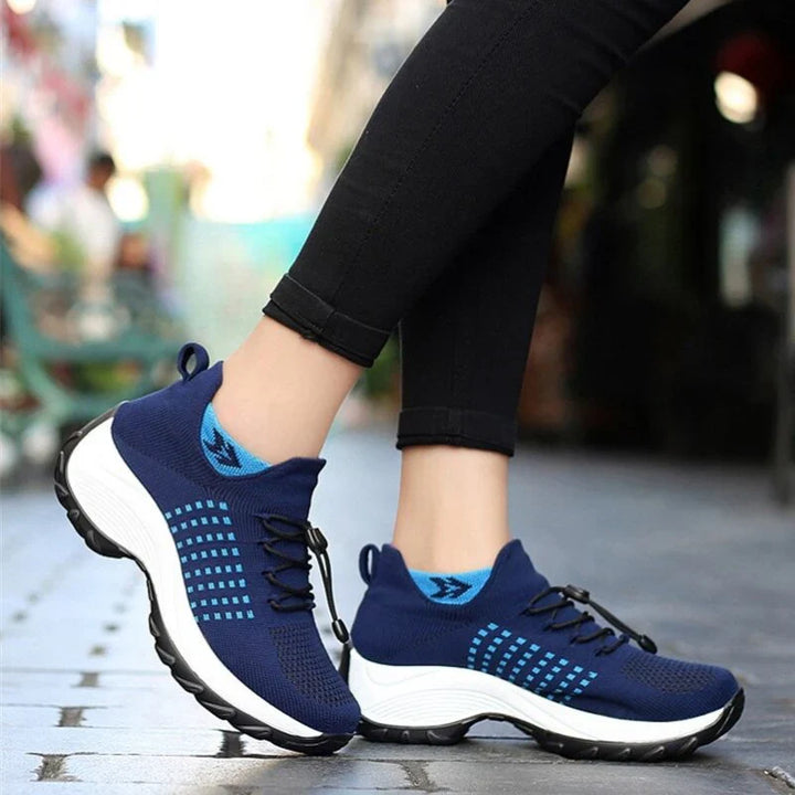 Ortho Stretch Cushion Shoes for Women - White Blue